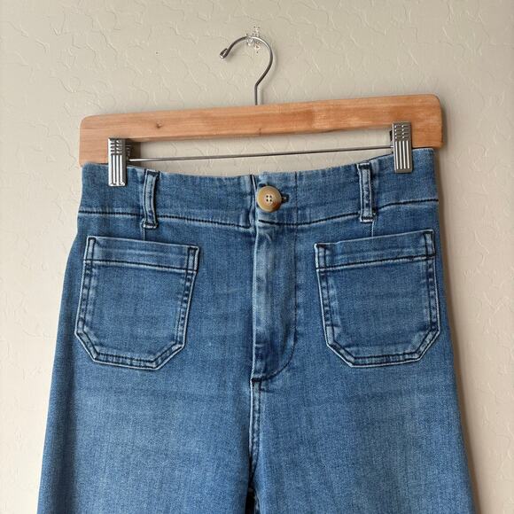 Maeve Anthropologie The Colette Crop Wide-Leg High Rise Patch Pocket Jeans 26 - Picture 4 of 10